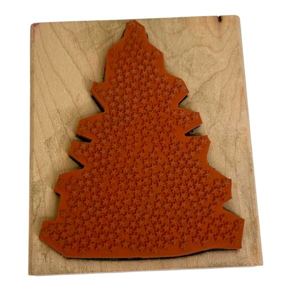 VTG Christmas Tree of Stars Wood Mounted Rubber Stamp Craft Stamp Paper Crafts - Picture 2 of 5